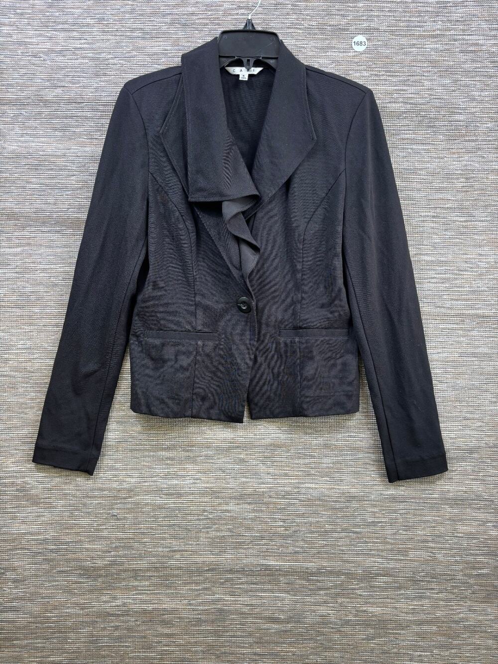 CAbi Blazer Jacket Black Womens Size S Black Single-Button Casual Career